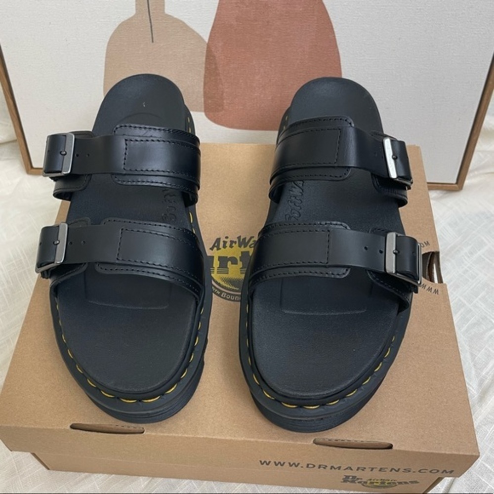 Dr. Martens Myles Brando Leather Buckle Slide Sandals View 2